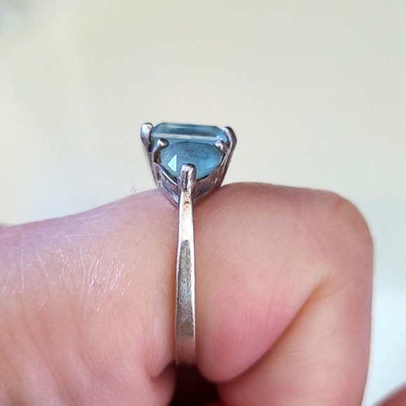 Sterling Silver Blue Triple Stone Ring - Picture 3 of 6
